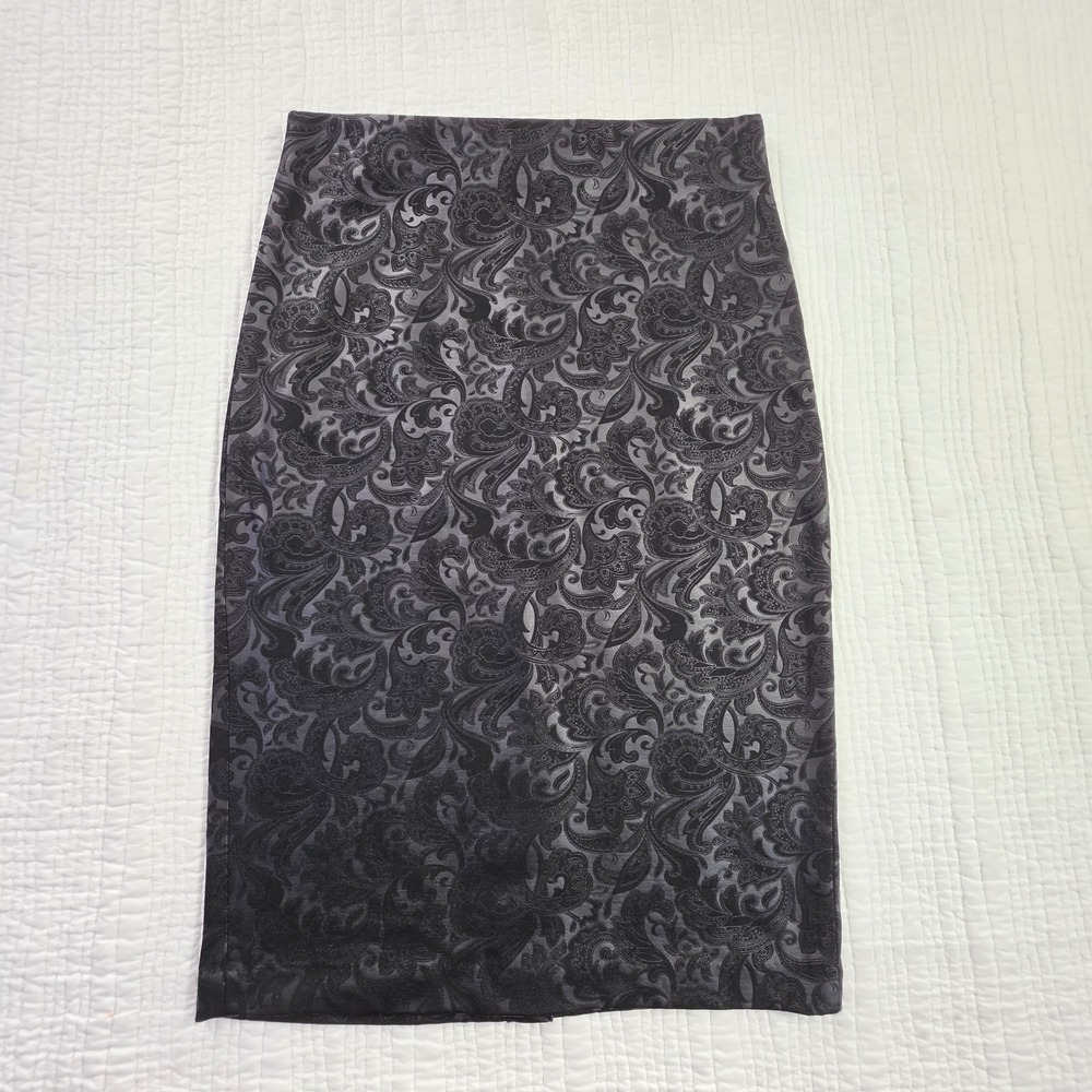 Carmen Marc Valvo Black Paisley Pencil Skirt NWT Small CV800447 Career Wear Chic
